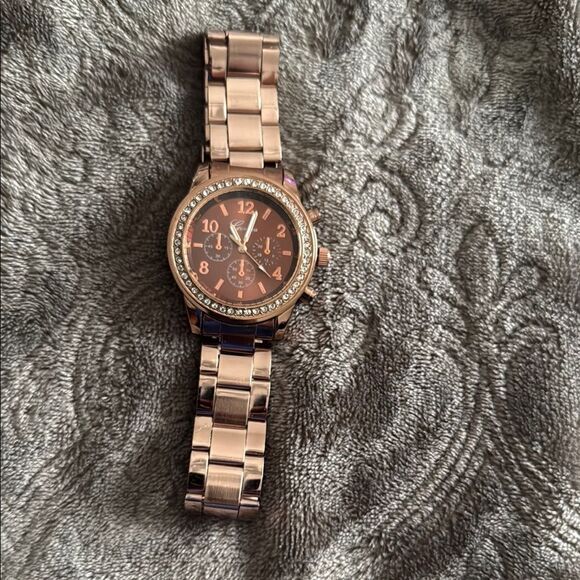 Geneva Rose Gold Women's Watch with Orange Dial - Picture 4 of 8